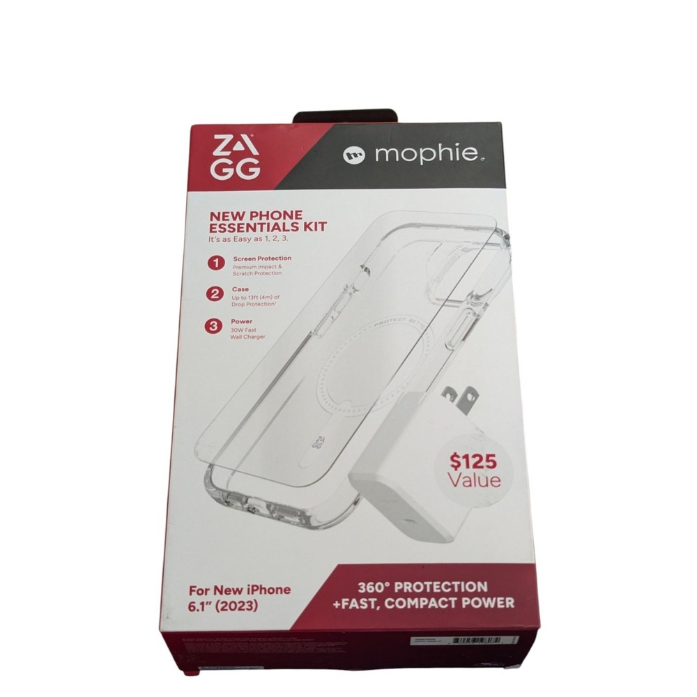 R4-OB Zagg mophie Essentials Kit Crystal Palace Case + 30W Charger iPhone 15
